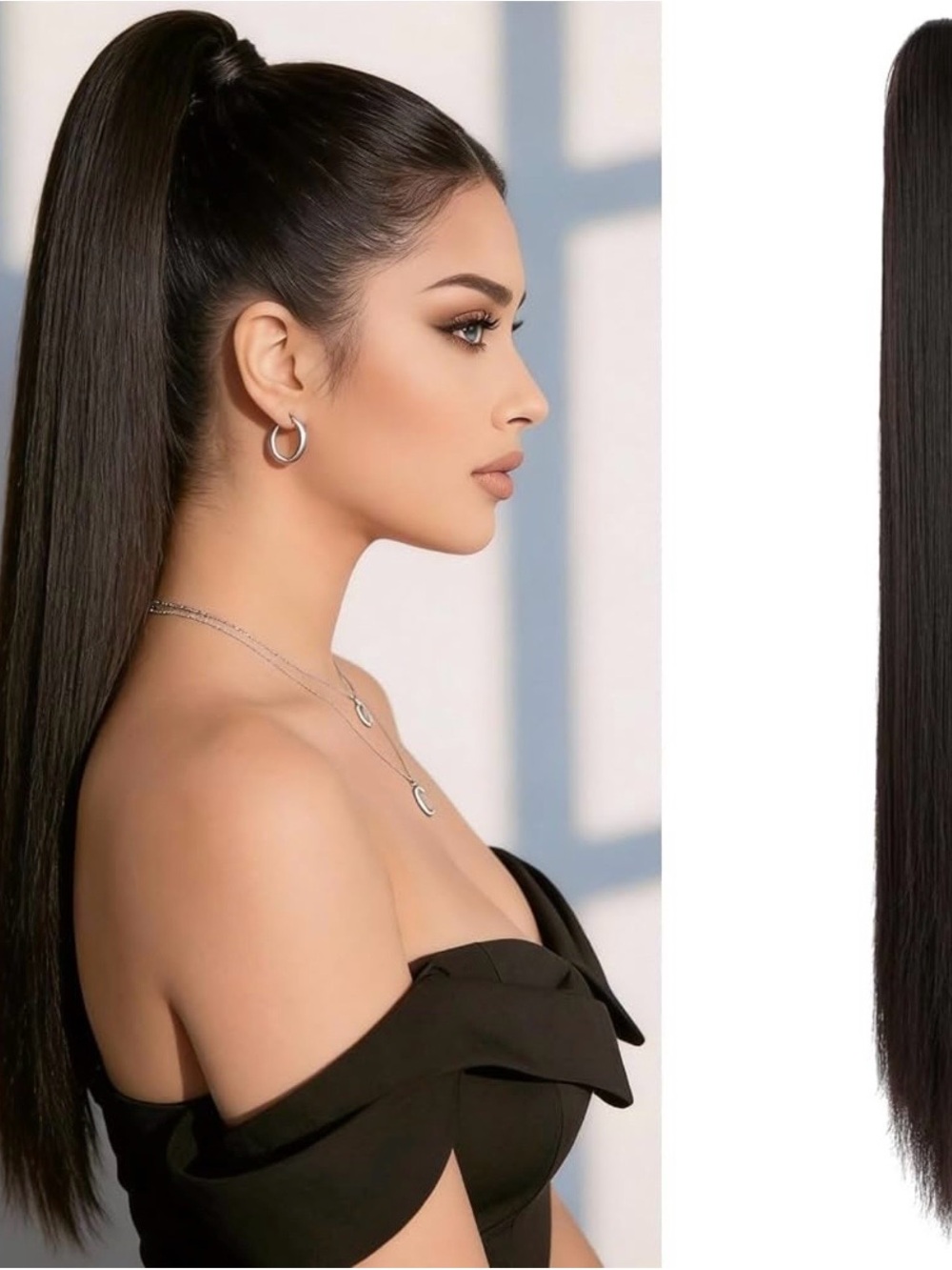 Sleek High Ponytail Extension - Black